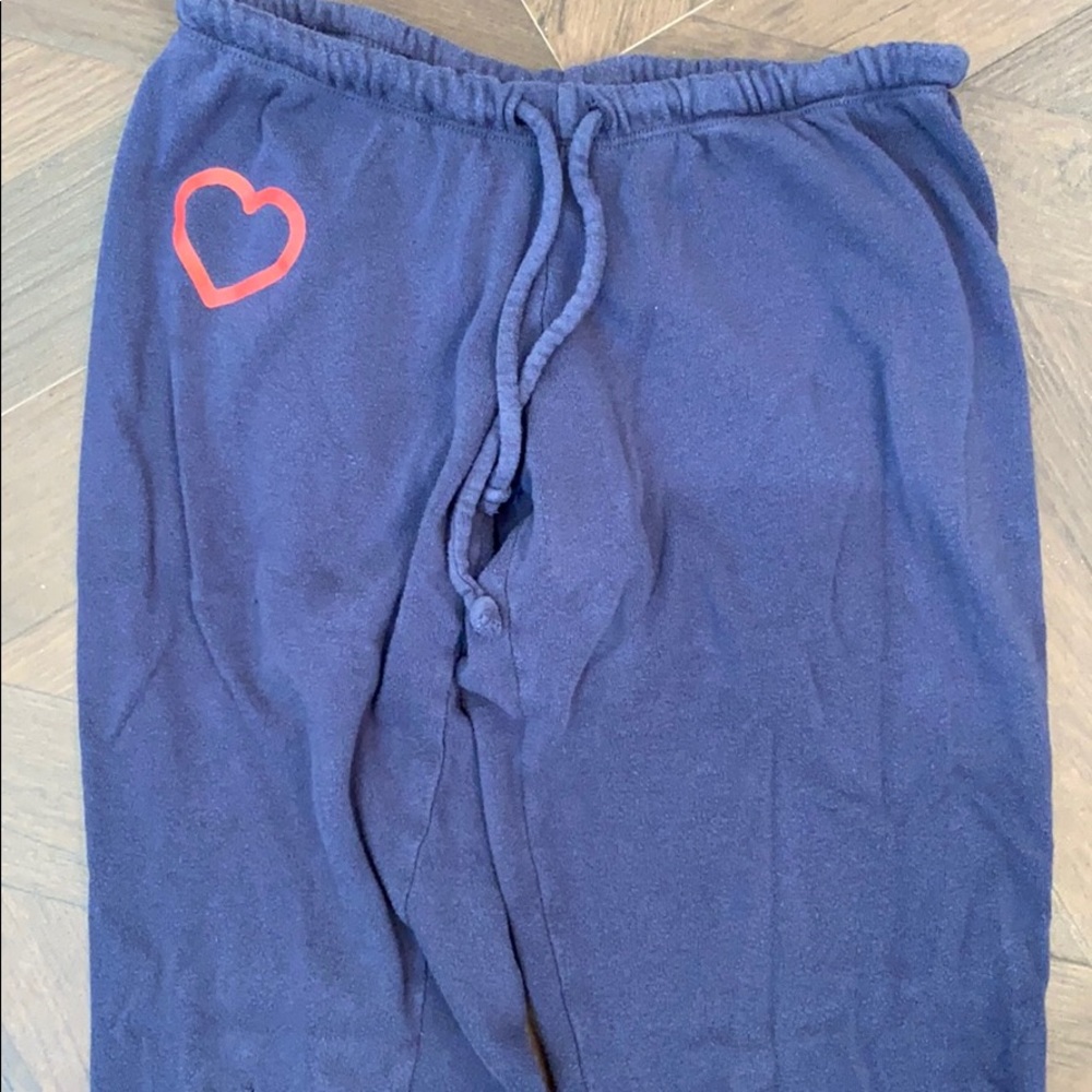 Navy blue distressed cropped sweatpants